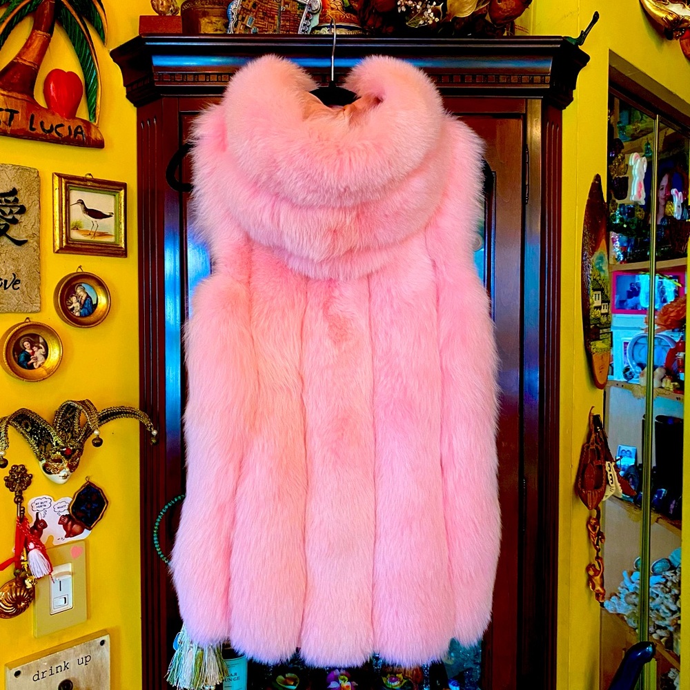 Beautiful Fox Fur Vest with Removable Hood